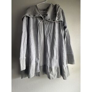 Free People Open Front Shawl Fold Down Neck Cardigan Sweater Yoga Gray Size L‎